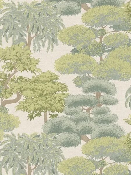 A.S. Création | Vliesová tapeta na zeď Cuba 2 79161-3 | 0,53 x 10,05 m | zelená, vining ivy, krémová
