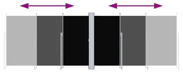 Zatahovací boční markýza černá 200 x 600 cm 318006
