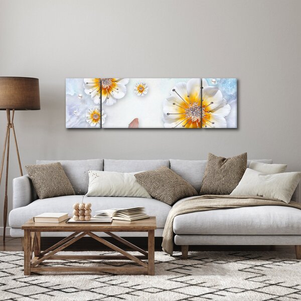 Obraz - Kompozice s květy a motýly (170x50 cm)