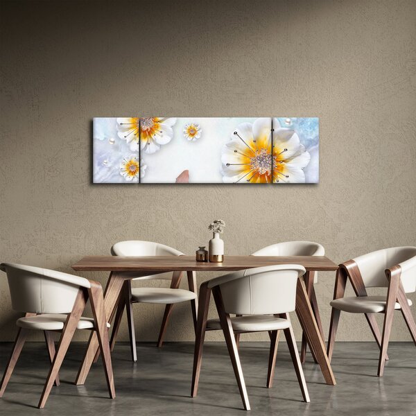 Obraz - Kompozice s květy a motýly (170x50 cm)