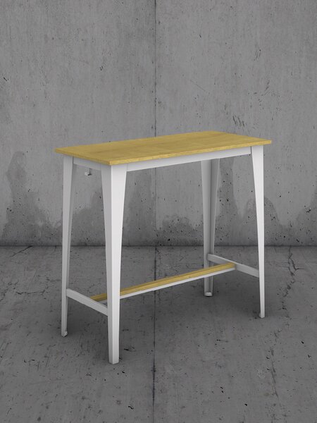 Barový stůl bílý A30, masiv dub přírodní, 110 x 51 cm