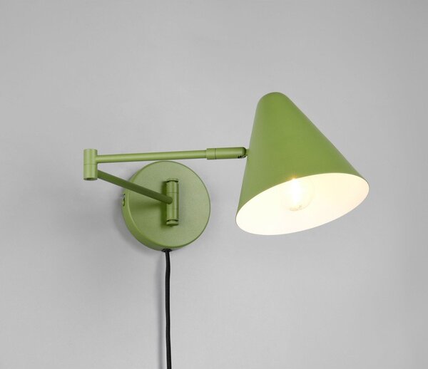 Zelené nástěnné svítidlo s ohybatelnou konstrukcí do zásuvky ø 15 cm Cosima – Trio