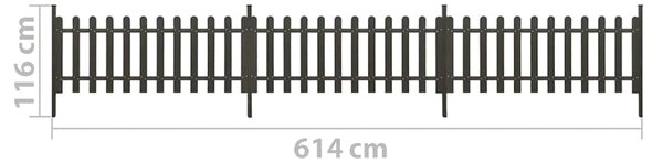 Laťkový plot se sloupky 3 ks WPC 614 x 80 cm 318090