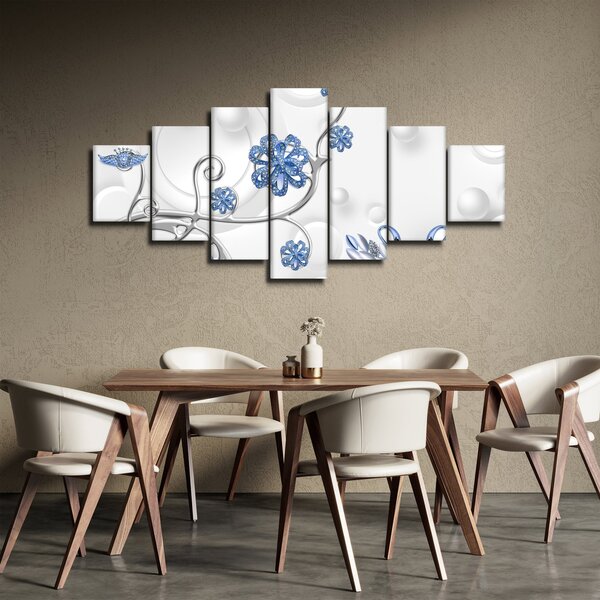 Obraz - Modré labutě (210x100 cm)