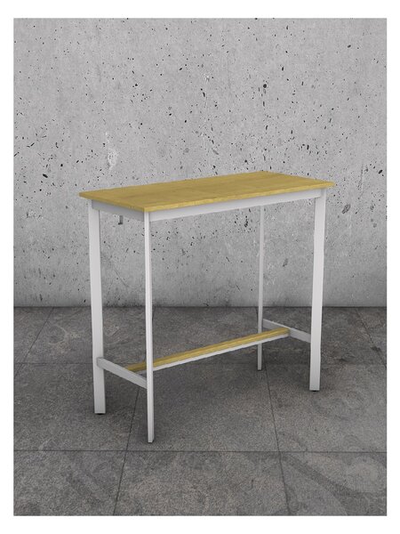 Barový stůl bílý A10, masiv dub přírodní, 110 x 51 cm