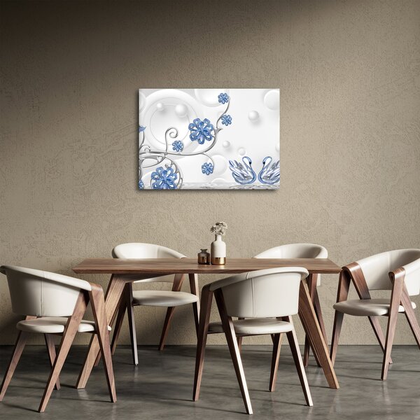 Obraz - Modré labutě (70x50 cm)