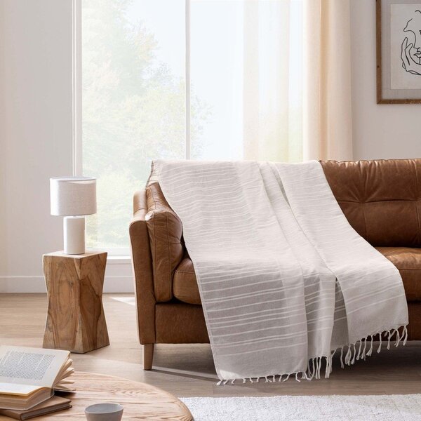 Krémový bavlněný přehoz 125x150 cm Lilia – douceur d'intérieur