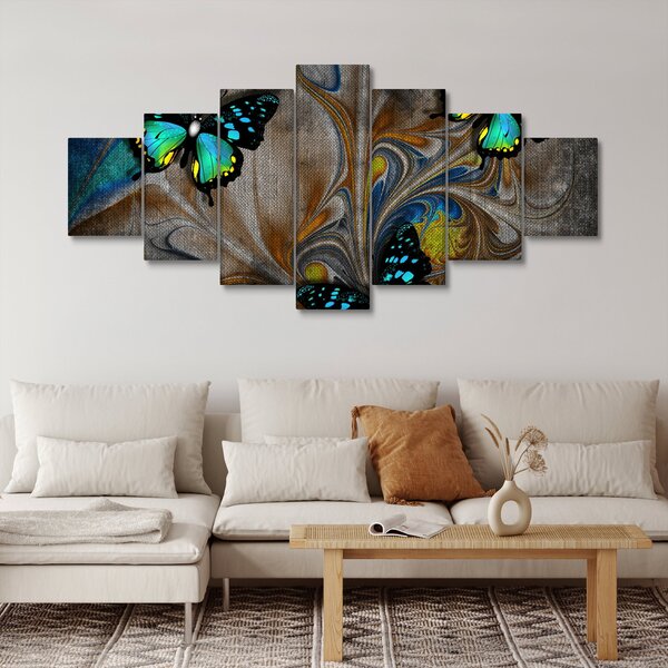 Obraz - Zářiví motýli na obraze (210x100 cm)