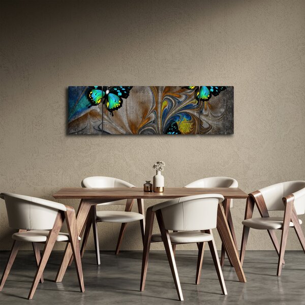Obraz - Zářiví motýli na obraze (170x50 cm)