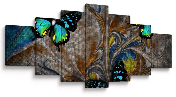 Obraz - Zářiví motýli na obraze (210x100 cm)
