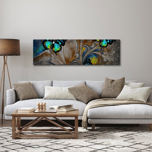 Obraz - Zářiví motýli na obraze (170x50 cm)