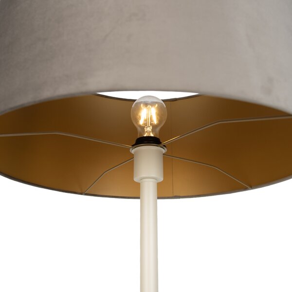 Japandi stojací lampa béžová s taupe stínidlem a zlatým vnitřkem 50cm - Simplo