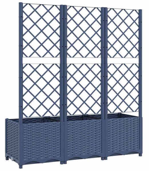Zahradní truhlík s treláží modrá šedá 120 x 40 x 136 cm PP 318253