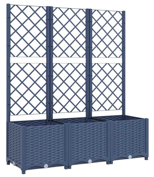 Zahradní truhlík s treláží modrá šedá 120 x 40 x 136 cm PP 318253