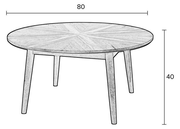Černý kulatý konferenční stolek v dekoru dubu ø 80 cm Fabio – White Label