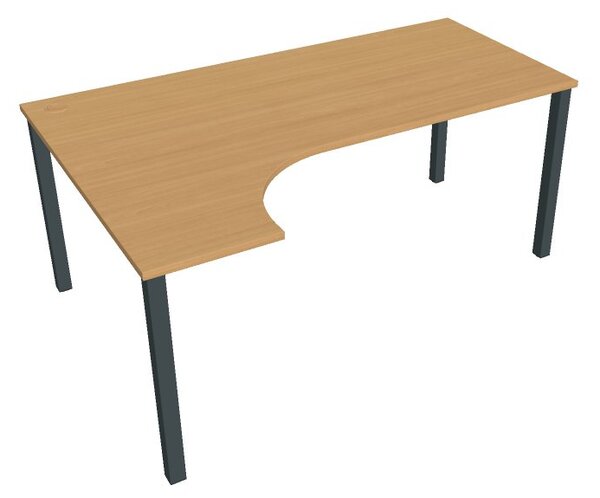 Stůl ergo oblouk pravý 180×120/80 cm - Hobis Uni UE 1800 P Dekor stolové desky: buk, Barva nohou: černá