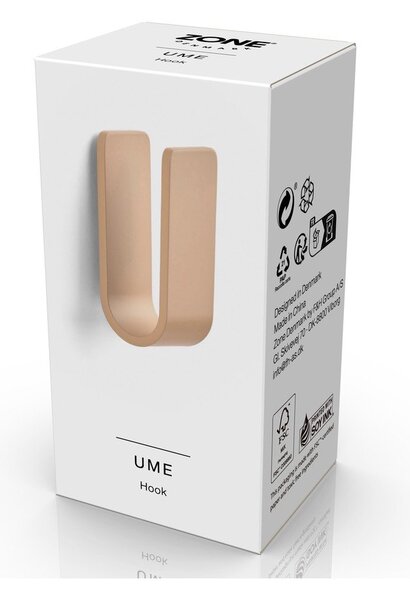 Béžový nástěnný hliníkový háček Ume – Zone