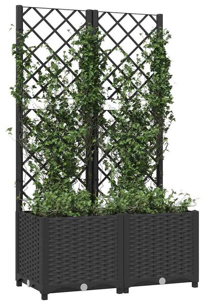 Zahradní květináč s mřížkou černý 80 x 40 x 136 cm PP 318271