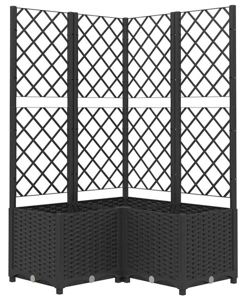 Zahradní truhlík s treláží černý 80 x 80 x 136 cm PP 318275