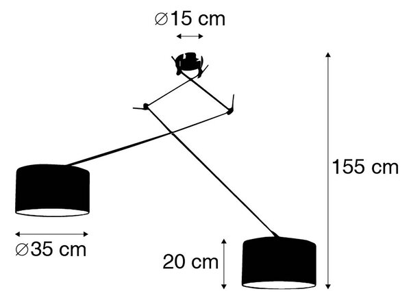 Chytré závěsné svítidlo ocel s stínítkem 35 cm bílé vč. 2 Wi-Fi A60 - Blitz