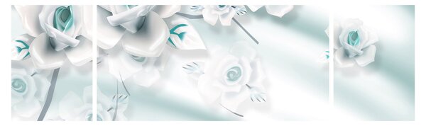 Obraz - Tyrkysové květy růží (170x50 cm)