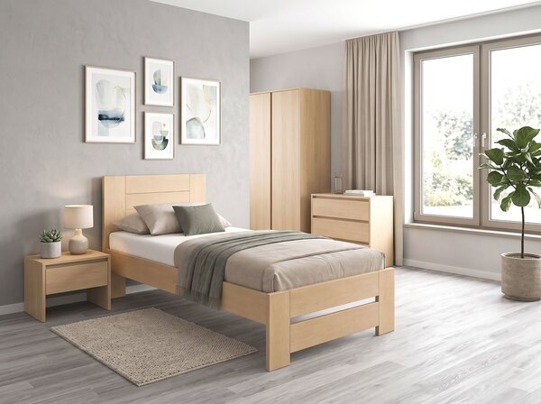 Dřevná postel s roštem Jirka, 80x200, 90x200, masiv buk