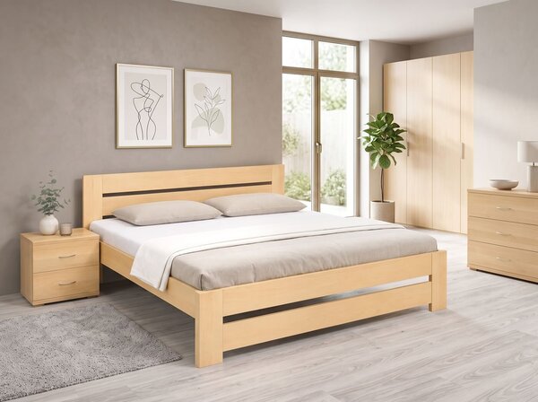 Manželská postel s rošty Berni, 160x200, 180x200, masiv buk