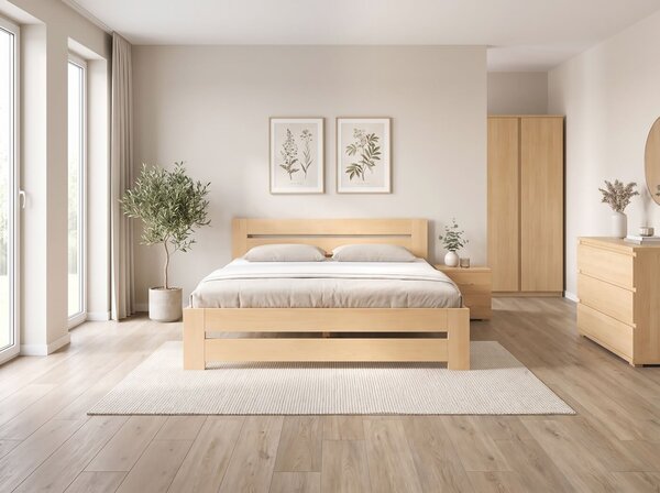 Manželská postel s rošty Berni, 160x200, 180x200, masiv buk