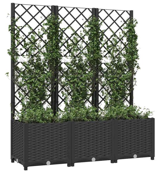 Zahradní květináč s mřížkou černý 120 x 40 x 136 cm PP 318273