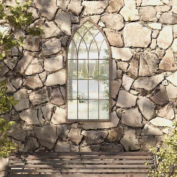 Zahradní zrcadlo pískové 100 x 45 cm železo do exteriéru 318341