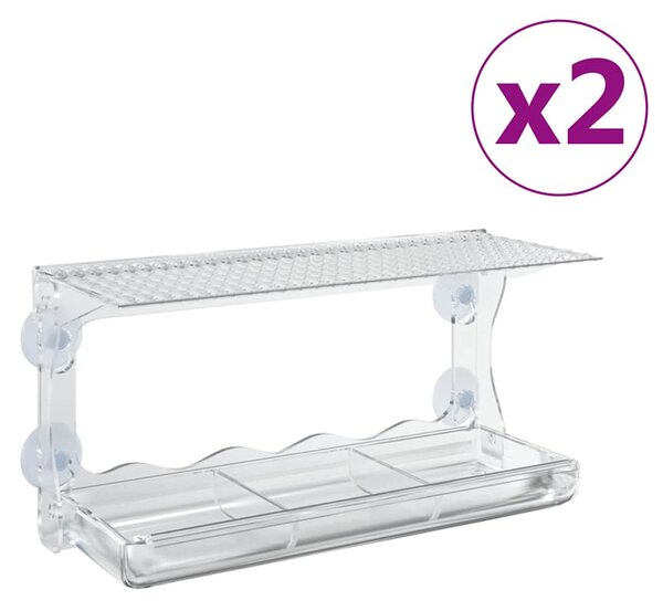 Okenní krmítka pro ptáky 2 ks akryl 30 x 12 x 15 cm 318304