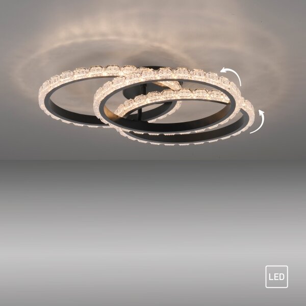 JUST LIGHT. 14734-18 - LED Stropní svítidlo GLITRA LED/37W/230V pr. 50 cm černá