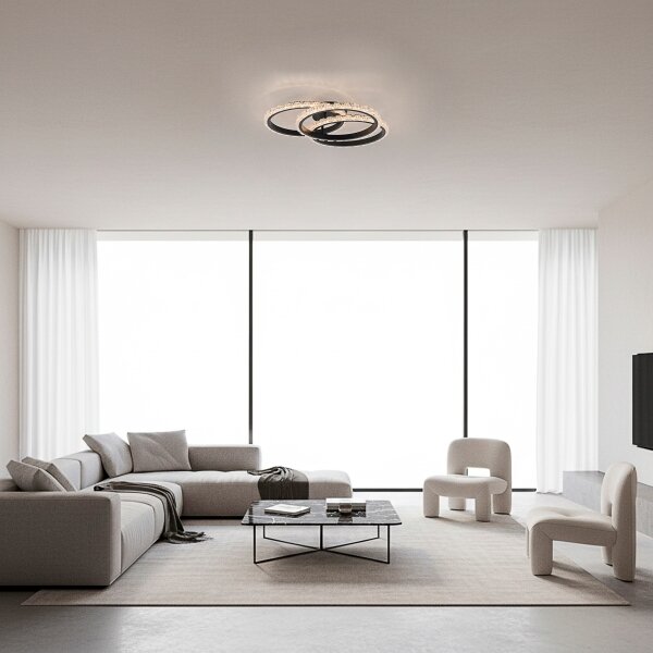 JUST LIGHT. 14734-18 - LED Stropní svítidlo GLITRA LED/37W/230V pr. 50 cm černá