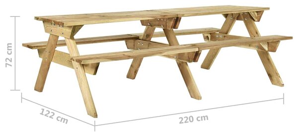 Piknikový stůl a lavice 220x122x72 cm impregnované borové dřevo 318399