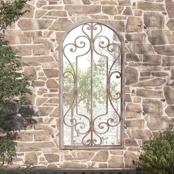 Zahradní zrcadlo pískové 70 x 30 cm železo do exteriéru 318375