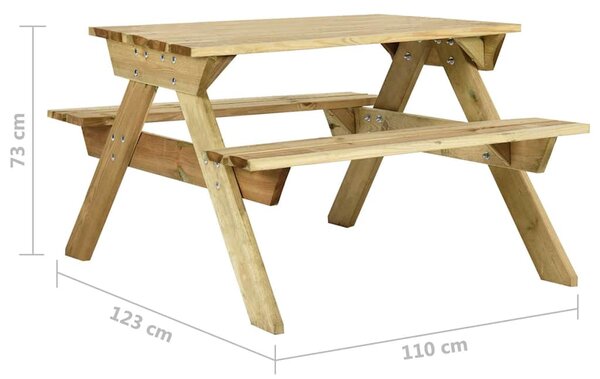 Piknikový stůl a lavice 110x123x73 cm impregnované borové dřevo 318398