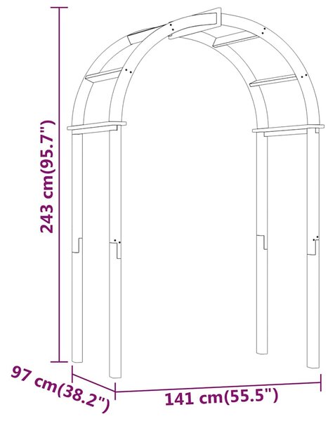 Zahradní oblouk 141x97x243 cm impregnované masivní borové dřevo 318419