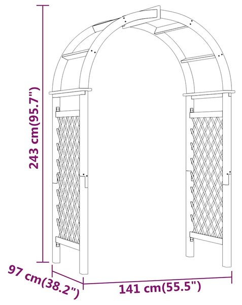 Zahradní oblouk s treláží 141x97x243 cm impregnovaná borovice 318420