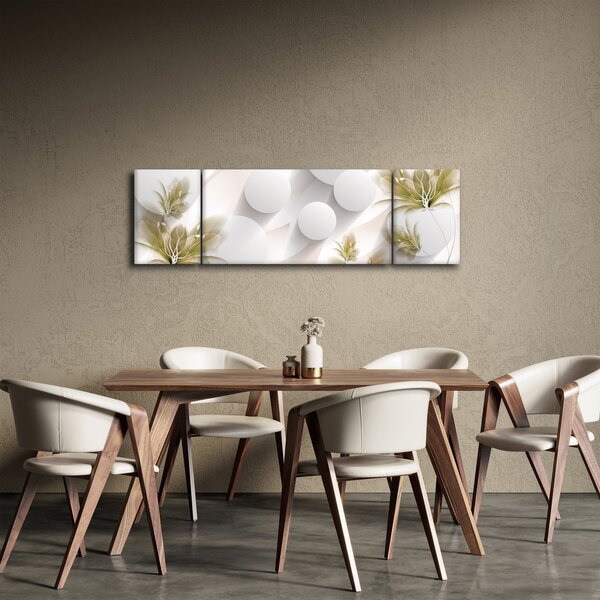 Obraz - 3D kruhy s květinami (170x50 cm)