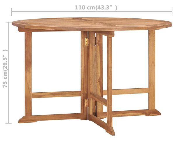 Skládací zahradní jídelní stůl Ø 110 x 75 cm masivní teak 318479