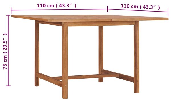Zahradní jídelní stůl 110 x 110 x 75 cm masivní teak 318477