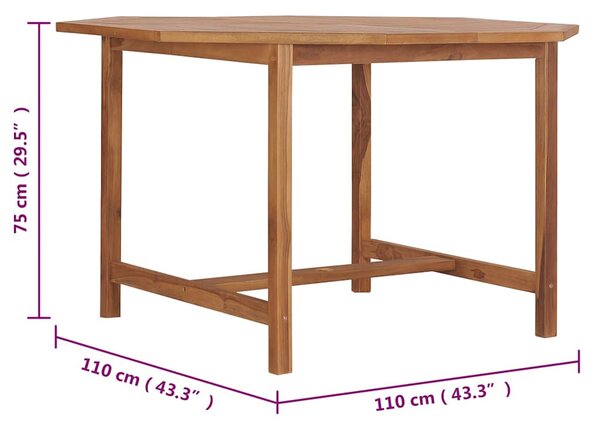 Zahradní jídelní stůl 110 x 110 x 75 cm masivní teak 318478