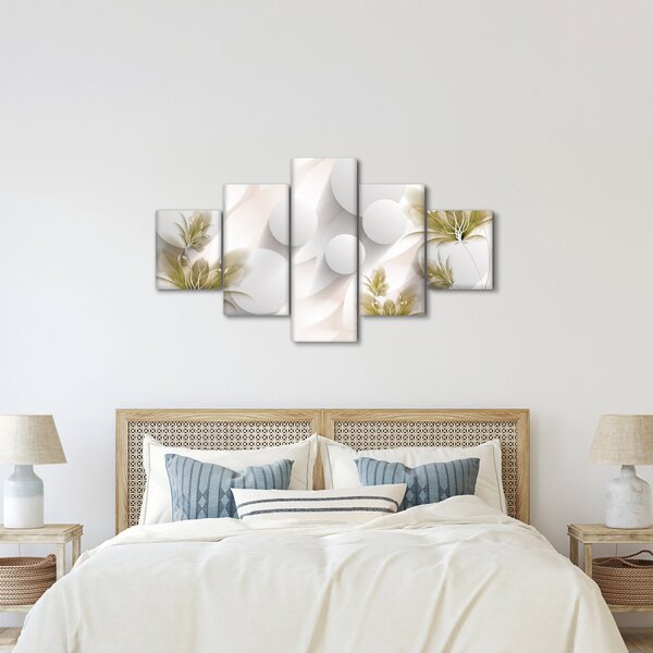 Obraz - 3D kruhy s květinami (125x70 cm)