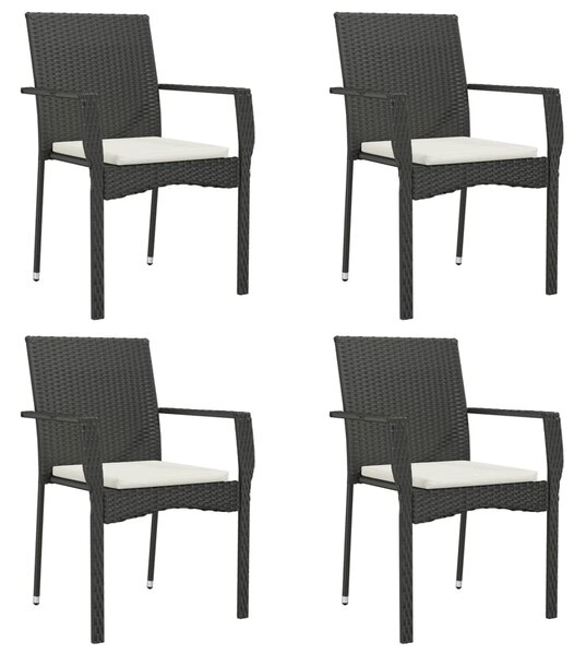 5dílný zahradní jídelní set s poduškami černý polyratan 3184976