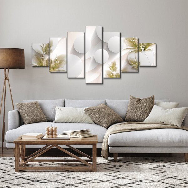 Obraz - 3D kruhy s květinami (210x100 cm)