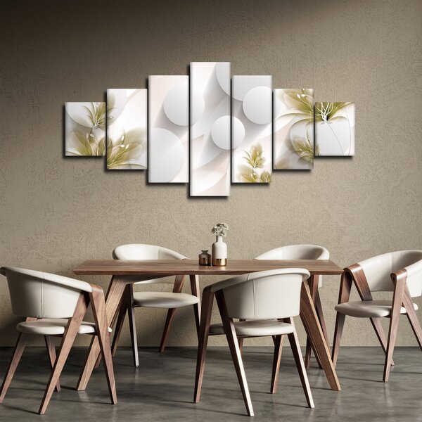 Obraz - 3D kruhy s květinami (210x100 cm)