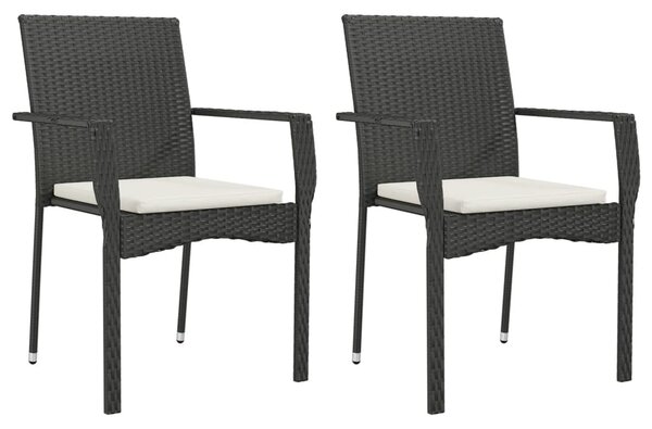 3dílný zahradní jídelní set s poduškami černý polyratan 3184975