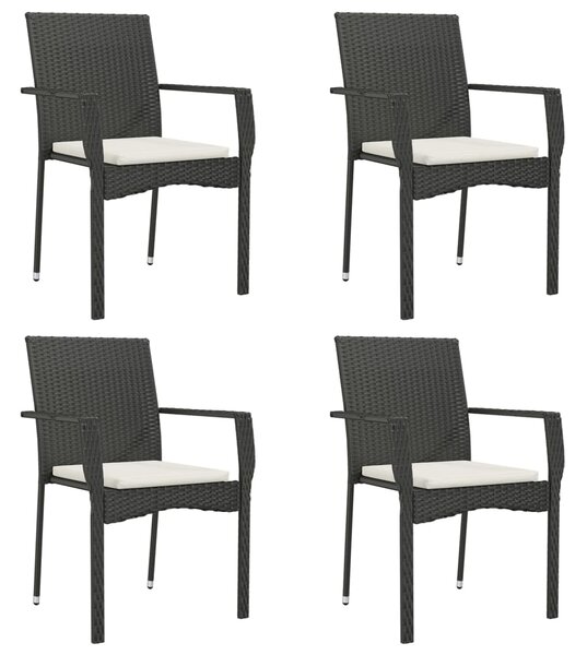5dílný zahradní jídelní set s poduškami černý polyratan 3184989