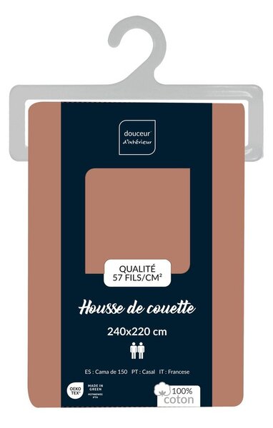 Bavlněný povlak na peřinu na dvoulůžko/prodloužený v lososové barvě 240x220 cm Lina – douceur d'intérieur