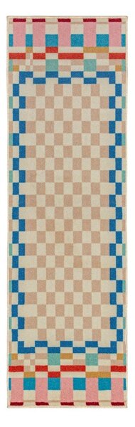 Běhoun s příměsí vlny 80x300 cm Checkered Border – Flair Rugs